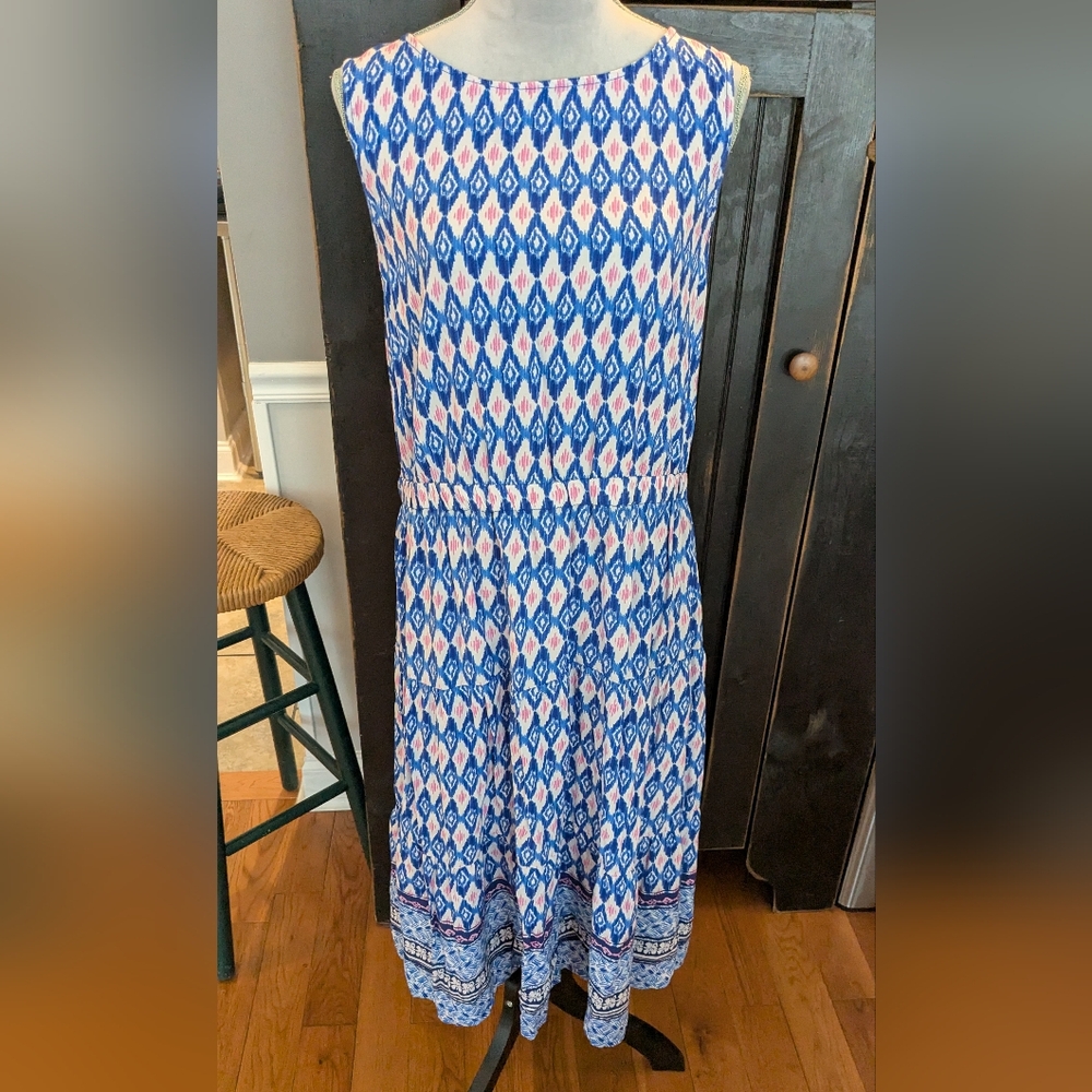 Beachlunchlounge XL Blue and Pink Patterned Midi Dress